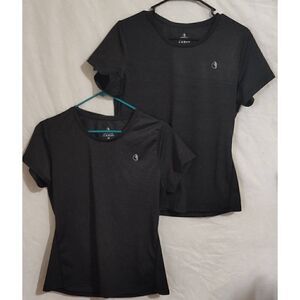 ICYZONE Women's Workout Fitness Athletic Tops Sz M Duplicate of 2 shiny black